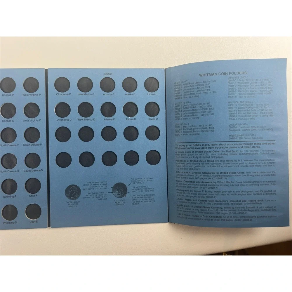 Whitman 1999-2008 Deluxe Fifty State Commemorative Quarter Folder Free Shipping